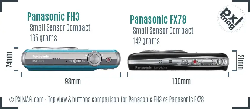 Panasonic FH3 vs Panasonic FX78 top view buttons comparison