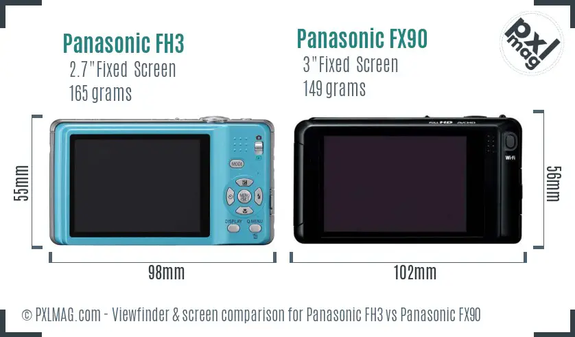 Panasonic FH3 vs Panasonic FX90 Screen and Viewfinder comparison