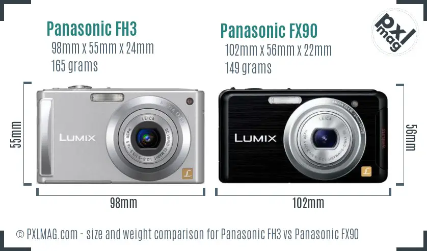 Panasonic FH3 vs Panasonic FX90 size comparison