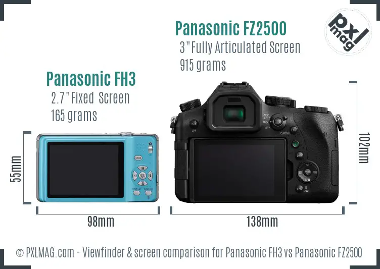 Panasonic FH3 vs Panasonic FZ2500 Screen and Viewfinder comparison