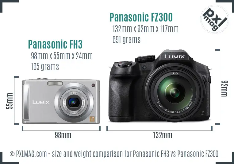 Panasonic FH3 vs Panasonic FZ300 size comparison