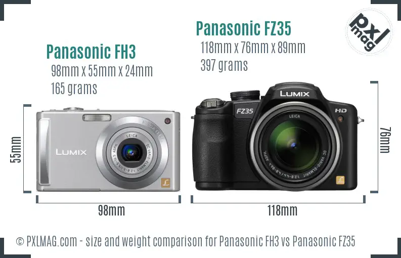 Panasonic FH3 vs Panasonic FZ35 size comparison Panasonic FH3 vs Panasonic FZ35 size comparison