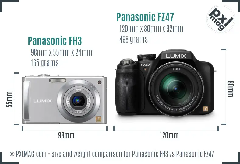 Panasonic FH3 vs Panasonic FZ47 size comparison