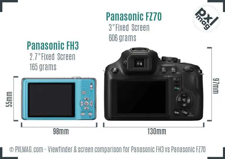 Panasonic FH3 vs Panasonic FZ70 Screen and Viewfinder comparison