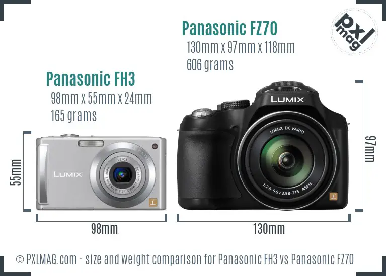 Panasonic FH3 vs Panasonic FZ70 size comparison