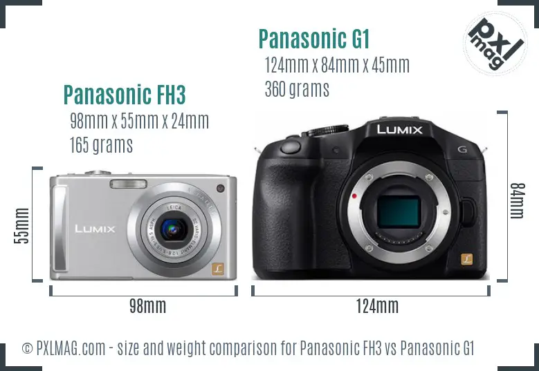 Panasonic FH3 vs Panasonic G1 size comparison