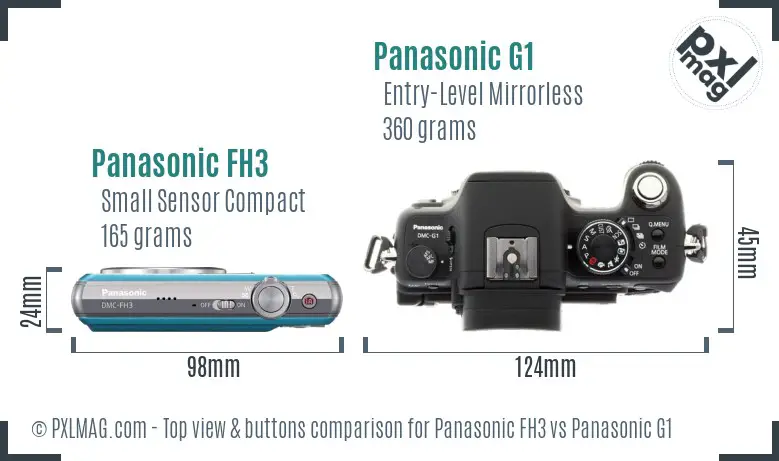 Panasonic FH3 vs Panasonic G1 top view buttons comparison