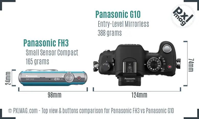 Panasonic FH3 vs Panasonic G10 top view buttons comparison
