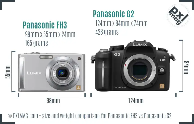 Panasonic FH3 vs Panasonic G2 size comparison