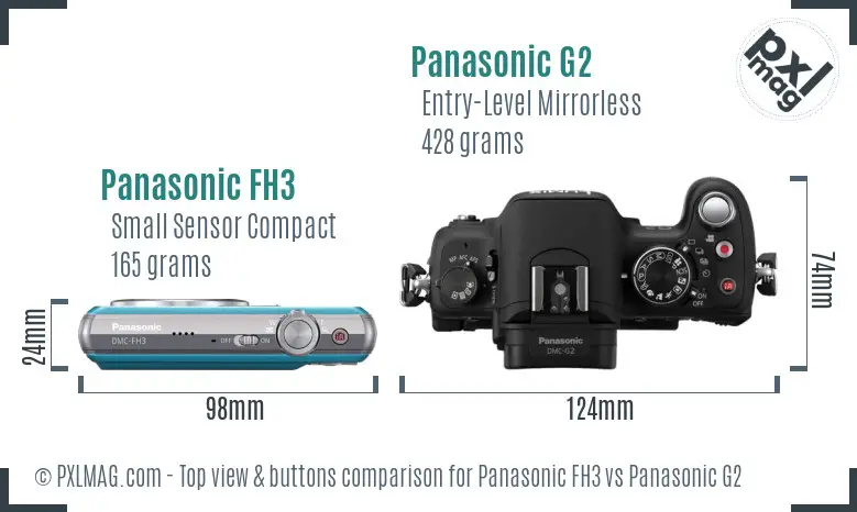 Panasonic FH3 vs Panasonic G2 top view buttons comparison