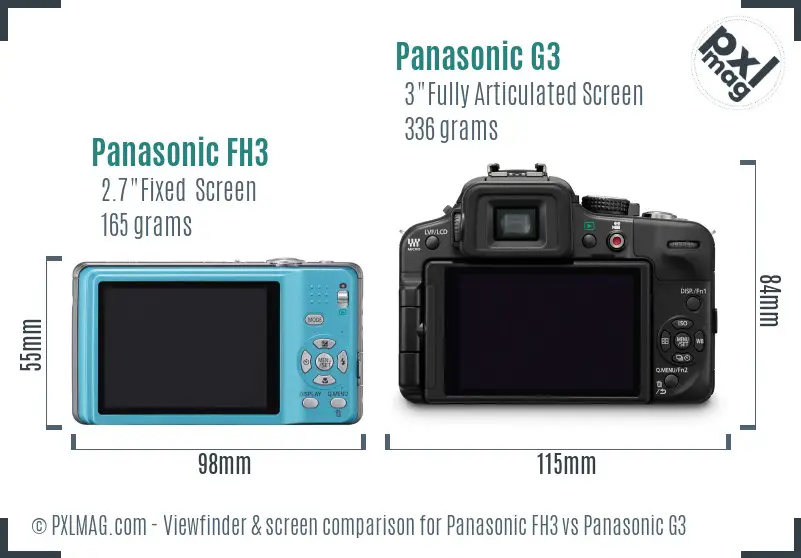 Panasonic FH3 vs Panasonic G3 Screen and Viewfinder comparison