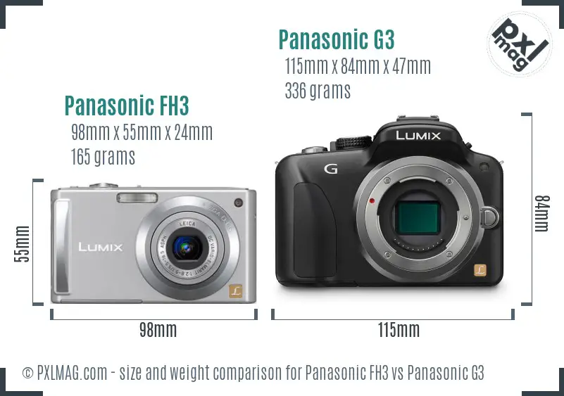 Panasonic FH3 vs Panasonic G3 size comparison