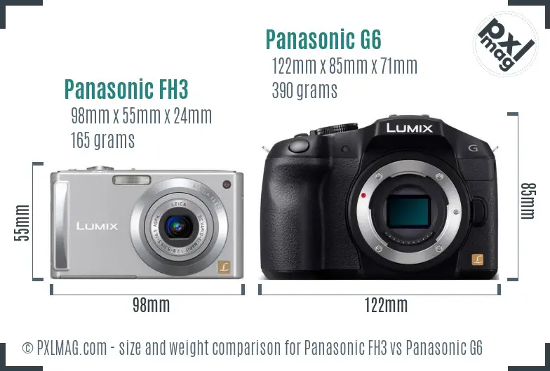 Panasonic FH3 vs Panasonic G6 size comparison