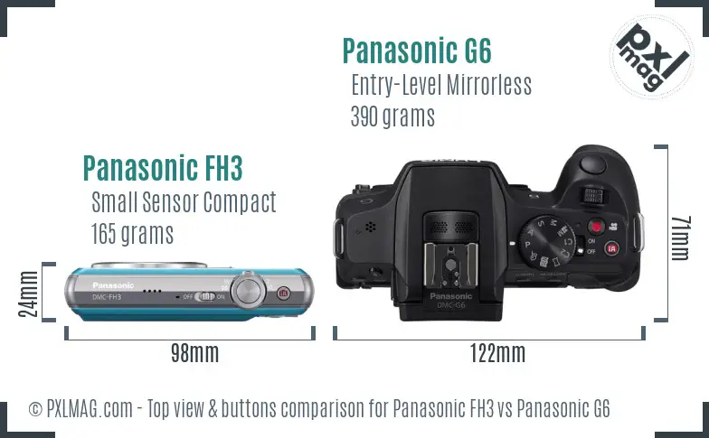 Panasonic FH3 vs Panasonic G6 top view buttons comparison