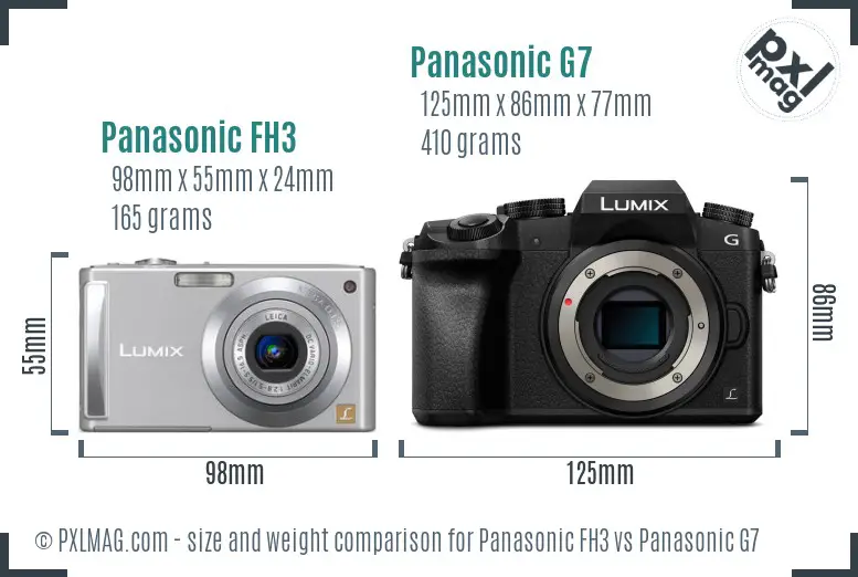 Panasonic FH3 vs Panasonic G7 size comparison