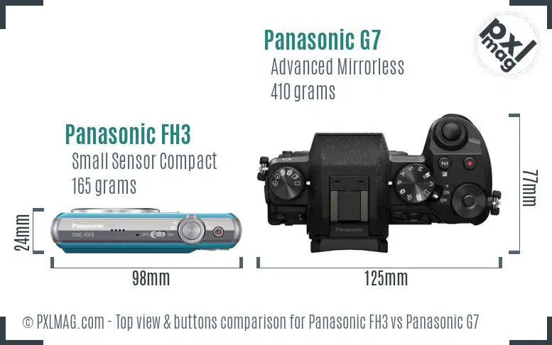 Panasonic FH3 vs Panasonic G7 top view buttons comparison