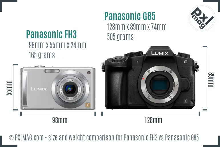 Panasonic FH3 vs Panasonic G85 size comparison