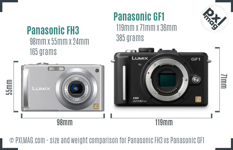 Panasonic FH3 vs Panasonic GF1 size comparison
