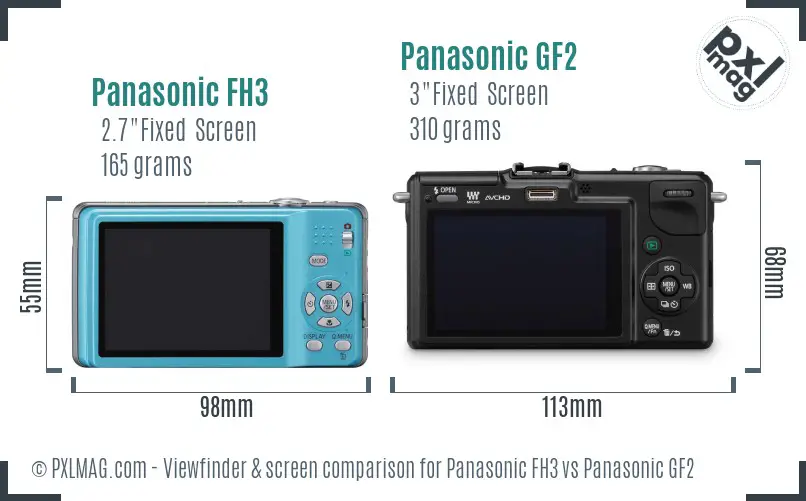 Panasonic FH3 vs Panasonic GF2 Screen and Viewfinder comparison