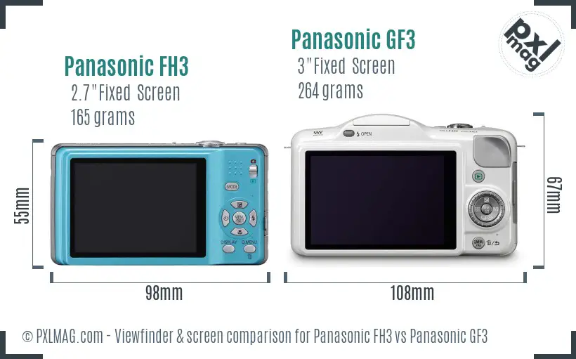 Panasonic FH3 vs Panasonic GF3 Screen and Viewfinder comparison