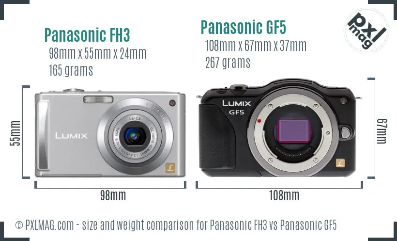 Panasonic FH3 vs Panasonic GF5 size comparison