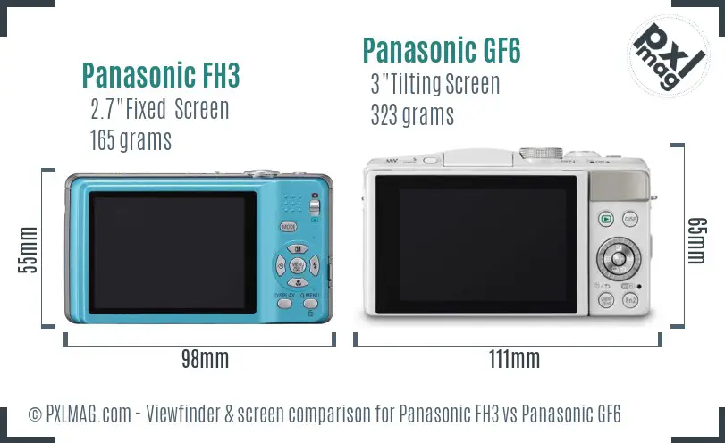 Panasonic FH3 vs Panasonic GF6 Screen and Viewfinder comparison