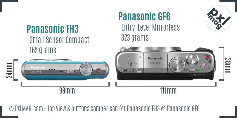 Panasonic FH3 vs Panasonic GF6 top view buttons comparison