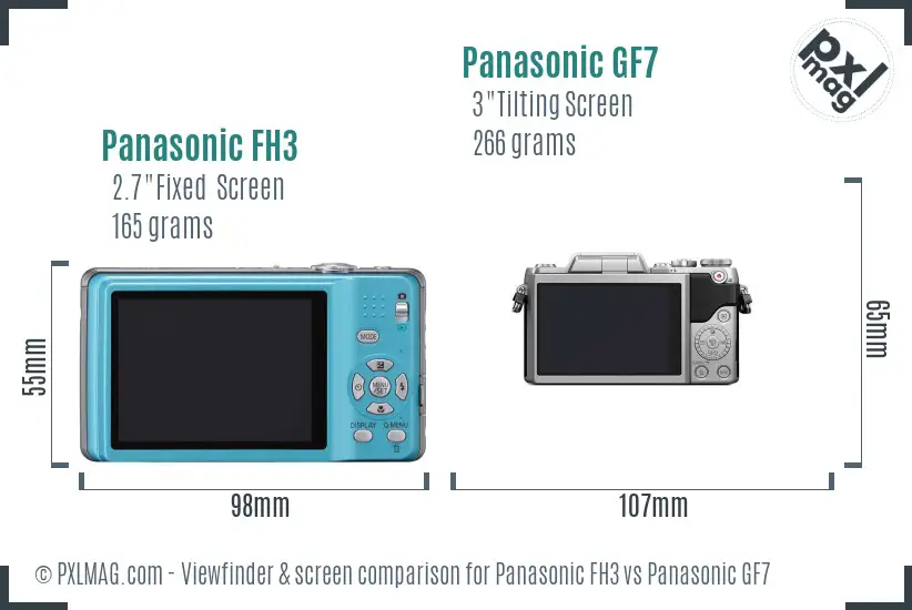 Panasonic FH3 vs Panasonic GF7 Screen and Viewfinder comparison