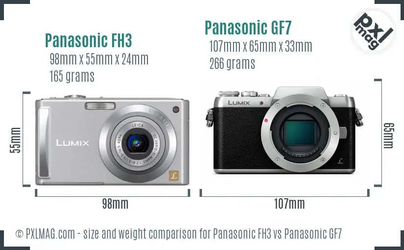 Panasonic FH3 vs Panasonic GF7 size comparison