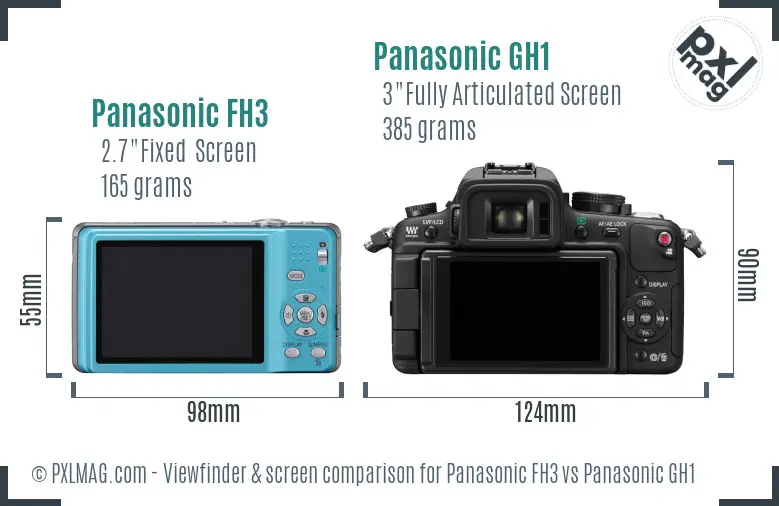 Panasonic FH3 vs Panasonic GH1 Screen and Viewfinder comparison