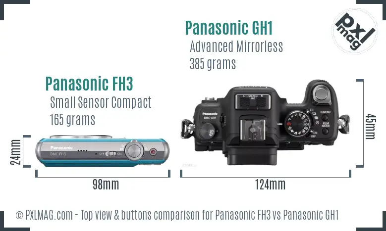 Panasonic FH3 vs Panasonic GH1 top view buttons comparison