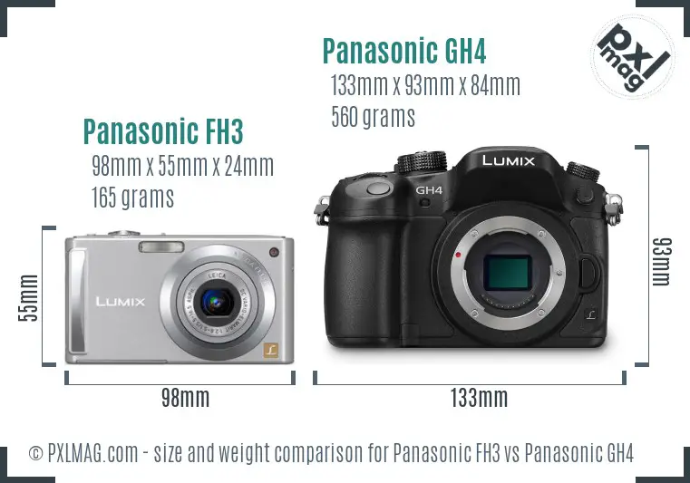 Panasonic FH3 vs Panasonic GH4 size comparison Panasonic FH3 vs Panasonic GH4 size comparison