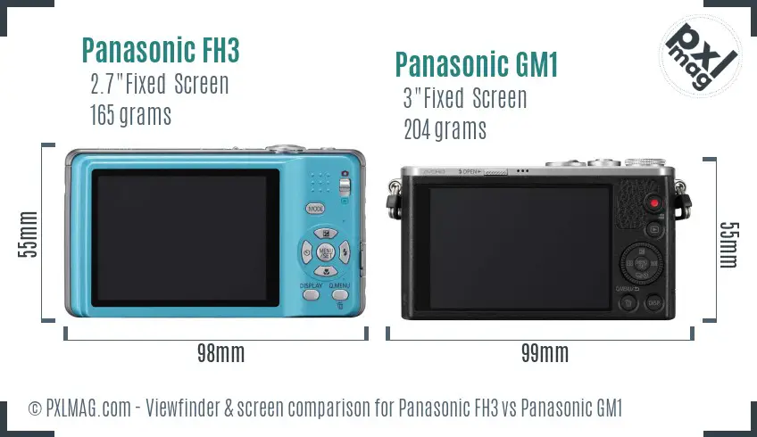 Panasonic FH3 vs Panasonic GM1 Screen and Viewfinder comparison