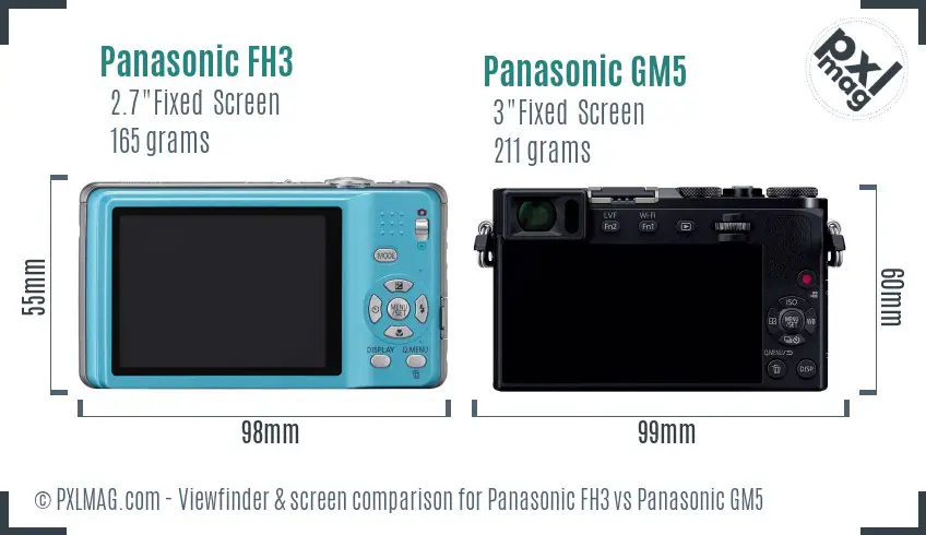 Panasonic FH3 vs Panasonic GM5 Screen and Viewfinder comparison