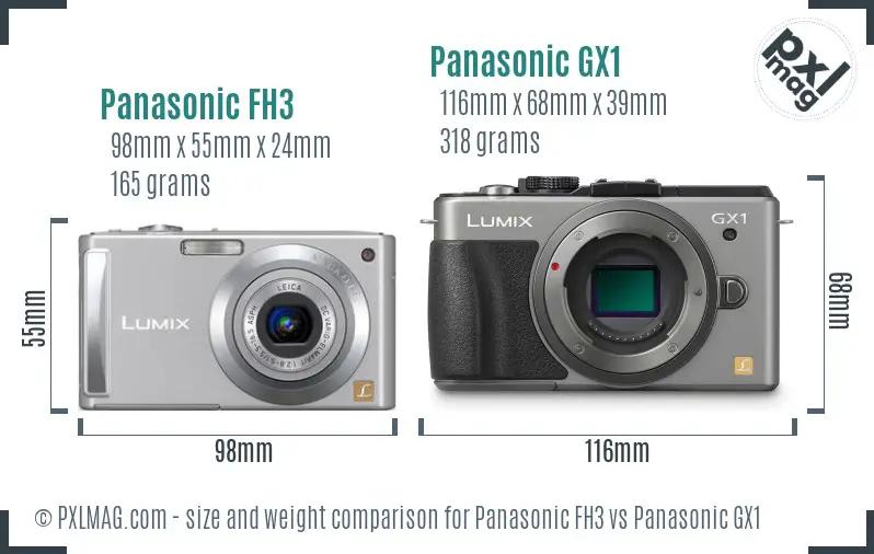 Panasonic FH3 vs Panasonic GX1 size comparison Panasonic FH3 vs Panasonic GX1 size comparison