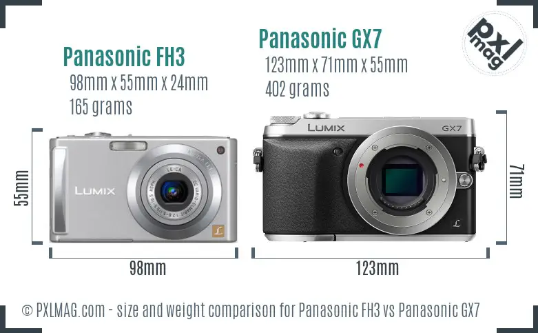 Panasonic FH3 vs Panasonic GX7 size comparison