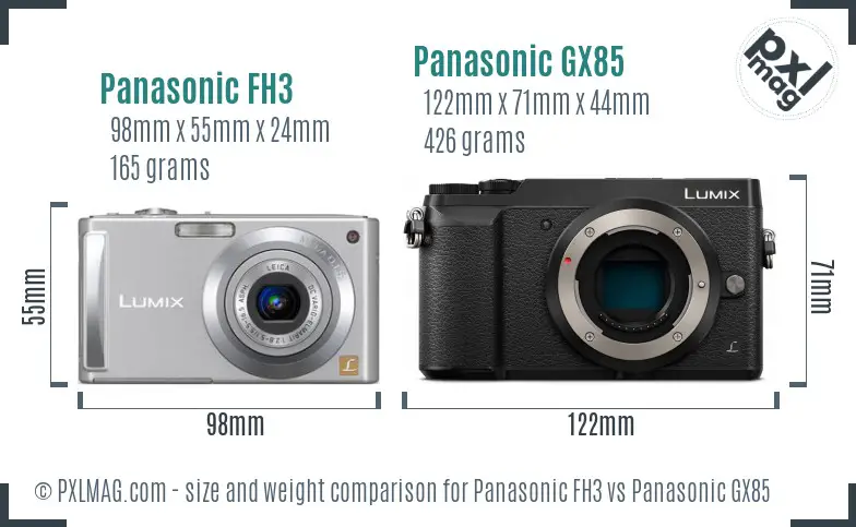 Panasonic FH3 vs Panasonic GX85 size comparison