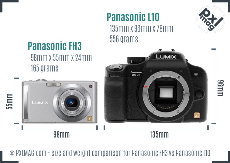 Panasonic FH3 vs Panasonic L10 size comparison