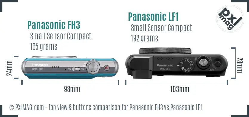 Panasonic FH3 vs Panasonic LF1 top view buttons comparison Panasonic FH3 vs Panasonic LF1 top view buttons comparison