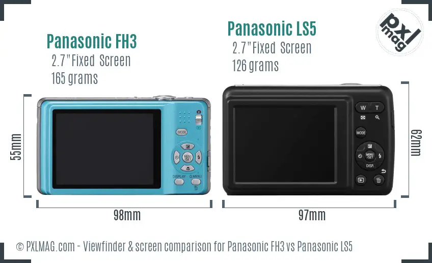 Panasonic FH3 vs Panasonic LS5 Screen and Viewfinder comparison