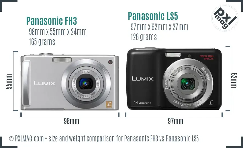 Panasonic FH3 vs Panasonic LS5 size comparison