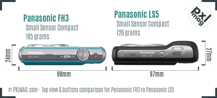 Panasonic FH3 vs Panasonic LS5 top view buttons comparison