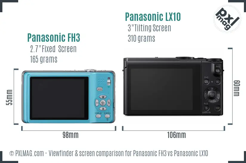 Panasonic FH3 vs Panasonic LX10 Screen and Viewfinder comparison Panasonic FH3 vs Panasonic LX10 Screen and Viewfinder comparison