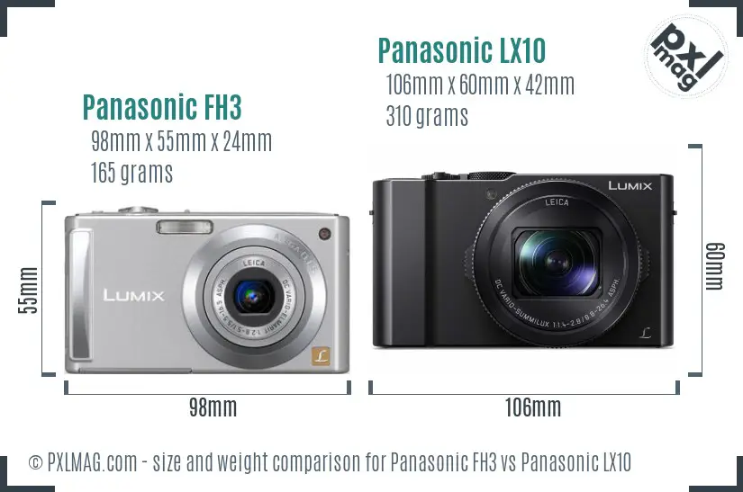 Panasonic FH3 vs Panasonic LX10 size comparison Panasonic FH3 vs Panasonic LX10 size comparison