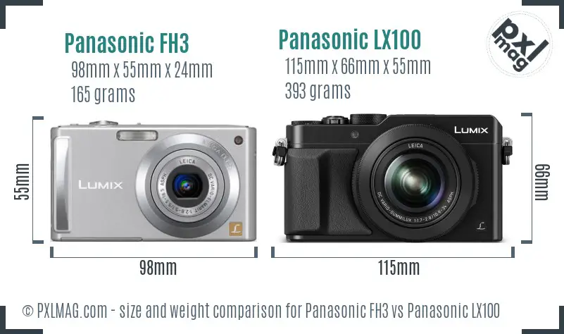 Panasonic FH3 vs Panasonic LX100 size comparison