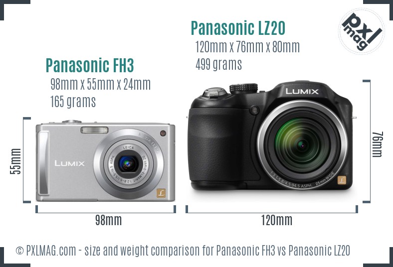 Panasonic FH3 vs Panasonic LZ20 size comparison