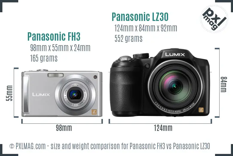 Panasonic FH3 vs Panasonic LZ30 size comparison Panasonic FH3 vs Panasonic LZ30 size comparison