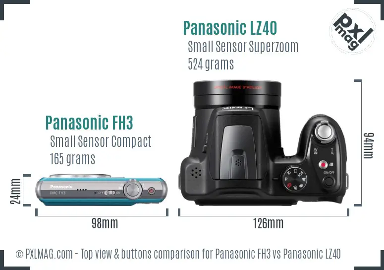 Panasonic FH3 vs Panasonic LZ40 top view buttons comparison