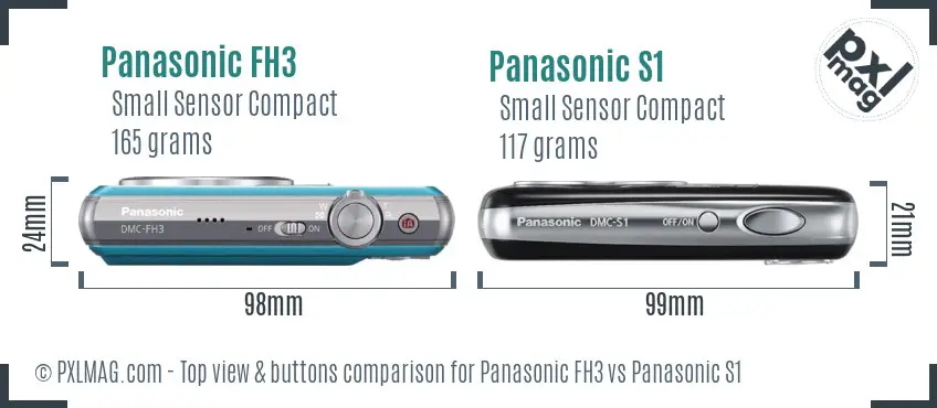 Panasonic FH3 vs Panasonic S1 top view buttons comparison Panasonic FH3 vs Panasonic S1 top view buttons comparison
