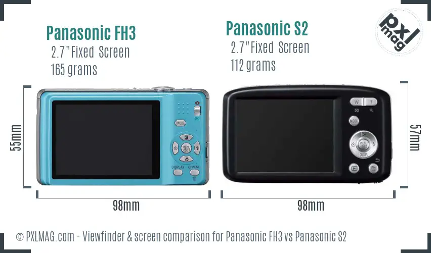 Panasonic FH3 vs Panasonic S2 Screen and Viewfinder comparison